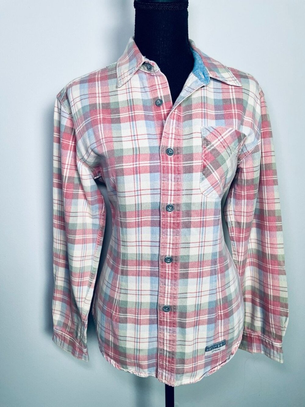 CALVIN KLEIN Vintage 1990s cK Jeans Pastel Plaid Flannel Shirt